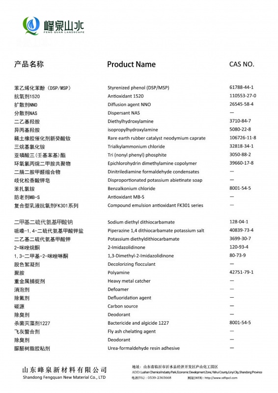 峰泉全品類明細